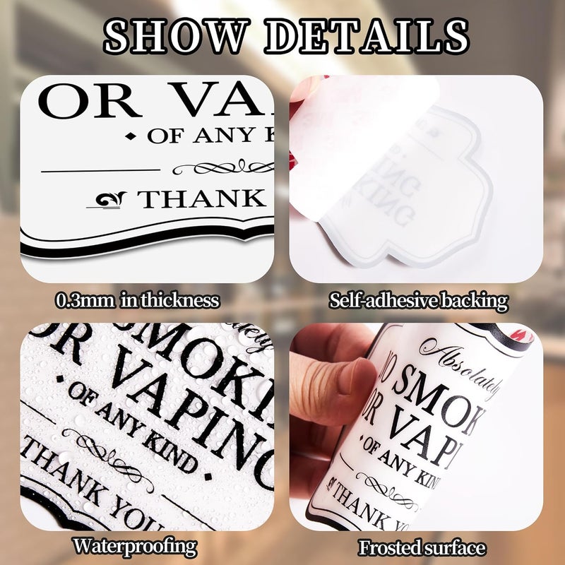 LUHIMO 2PCS Absolutely No Smoking or Vaping Sign Stickers，Self-Adhesive Waterproof Vinyl Smoke Free Sticker for House，Home，Business，Windows（White） - Image 5