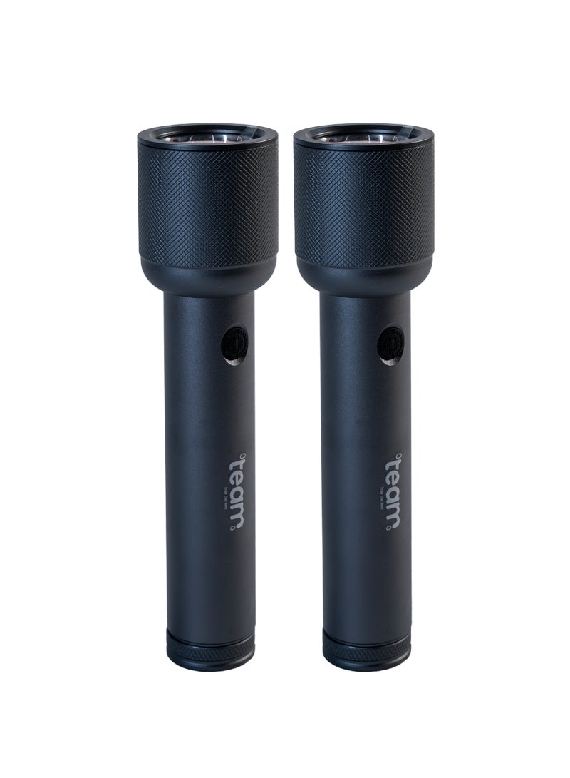 Team LED Flashlight 2‑Pack Combo, 1000 Lumens Zoomable Torch, 4000mAh Rechargeable Type‑C, Aircraft Aluminum Body, 20W High Power LED, Long Range Beam, Outdoor Camping & Emergency Light - Image 1