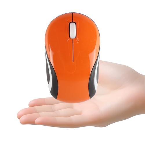 elec Space Mini Small Wireless Mouse for Travel Optical Portable Mini Cordless Mice with USB Receiver for PC Laptop Computer (Orange) - Image 1