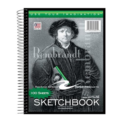 Roaring Spring "Rembrandt" Sketchbook, 11" x 8.5", 100 Sheets of Heavyweight 60 lb. White Drawing Paper, Spiral Bound - Image 1
