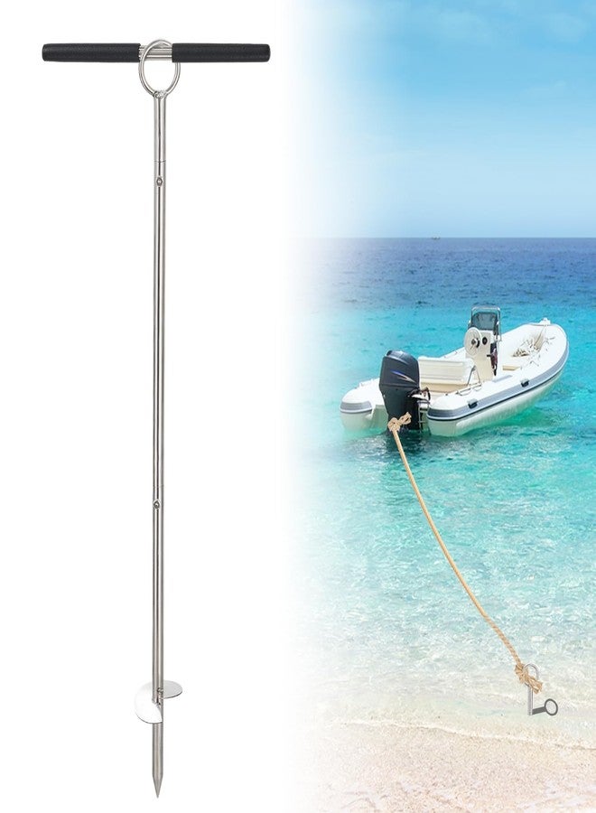 UIABOPZ Sand Anchor for Boat, Stainless Steel Shallow Water Anchor, 37" Boat Sand Anchor with Spiral Blades, Scew in Boat Anchor Pole, Sandbar Anchor for Boat, Pontoon, Jet Ski, Kayak on Dive Beaches - Image 1