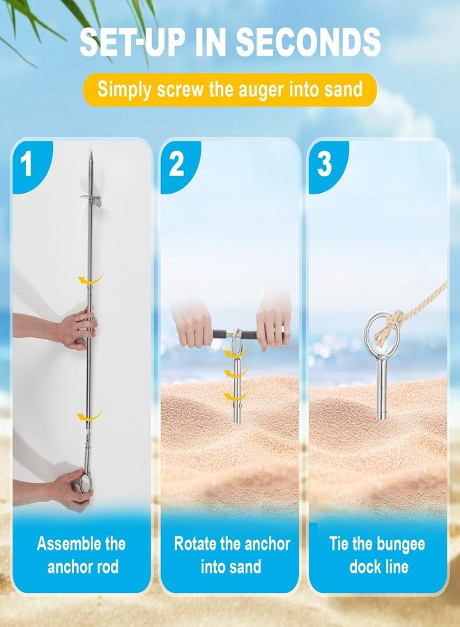 UIABOPZ Sand Anchor for Boat, Stainless Steel Shallow Water Anchor, 37" Boat Sand Anchor with Spiral Blades, Scew in Boat Anchor Pole, Sandbar Anchor for Boat, Pontoon, Jet Ski, Kayak on Dive Beaches - Image 4