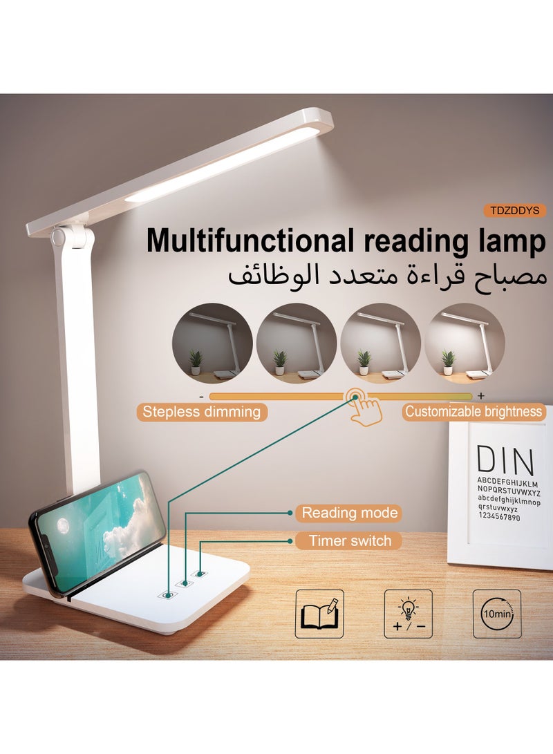 TDZDDYS مصباح مكتب LED TDZDDYS للمنزل والمكتب، ضوء قراءة مراعي للعين بثلاثة أوضاع لون، قابل للتعتيم، مؤقت ووضع القراءة، منفذ USB للمهام مثل القراءة والخياطة والأعمال اليدوية ولوازم المدرسة والألغاز - Image 3