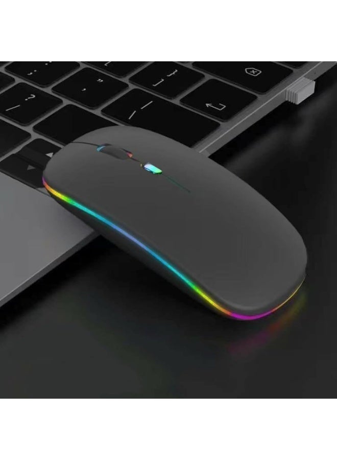 PLATINUM Rechargeable Wireless & Bluetooth Mouse – Silent Click, RGB LED, Dual Mode 2.4G + BT, Adjustable DPI (600–3600), Slim Ultra-Light USB Mouse for Laptop, PC, Mac, Gaming & Office - Image 3