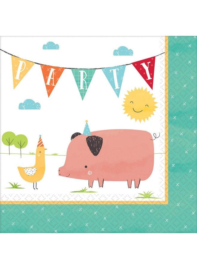 Amscan Barnyard Birthday Luncheon Napkins 6 1/2" X 6 1/2" ; Pack Of 16 - Image 2