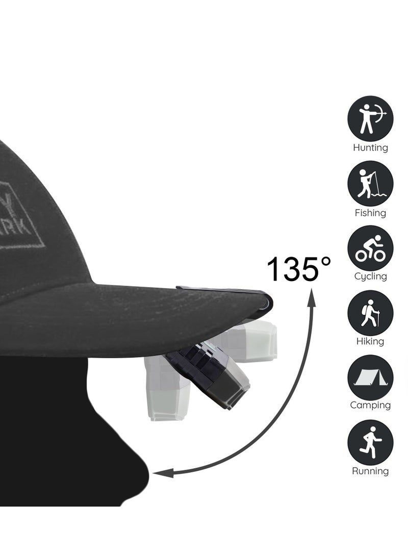 Excefore Ultra Bright Mini Hands Free LED Clip on Cap Light - Rechargeable Waterproof Hat Light Flashlight Headlamp for Fishing Camping Hand Work Baseball Caps(Black)  - Image 3