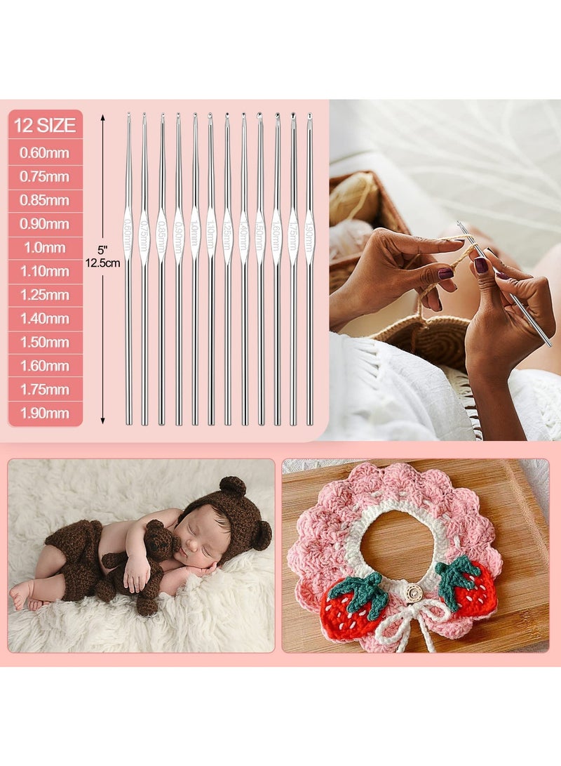 Arabest Beginners Adults/Kids Complete Crochet Set, Yarn Crochet Instruction Crochet Hook Storage Case Knitting & Crochet Supplies Ideal Crochet Gift, Crocheter Beginner (Pink) - Image 3