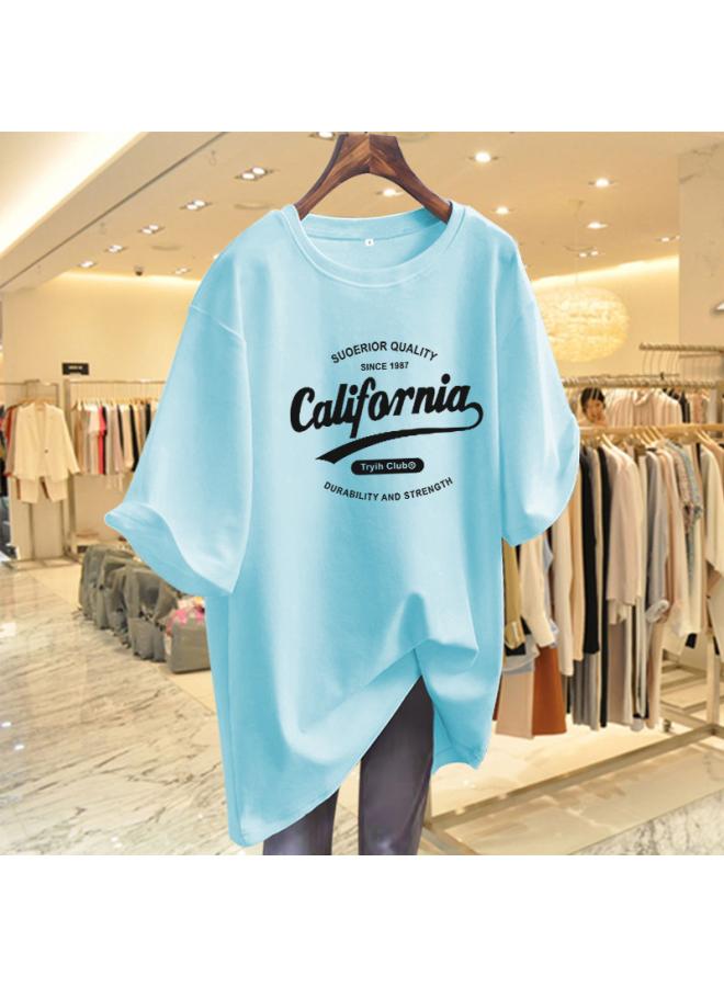 VUELO Casual Mid-length Short-sleeved T-shirt Women's Summer New Loose Slimming Letter Printed Half-sleeved Top 