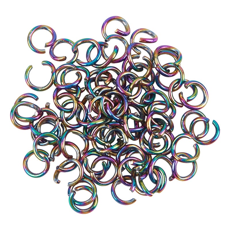 CHGCRAFT 100pcs Stainless Steel Jump Rings Vacuum Plating Jump Rings Rainbow Color Finger Jump Ring for Bracelet Earrings Necklace Jewelry Making 5x08mm