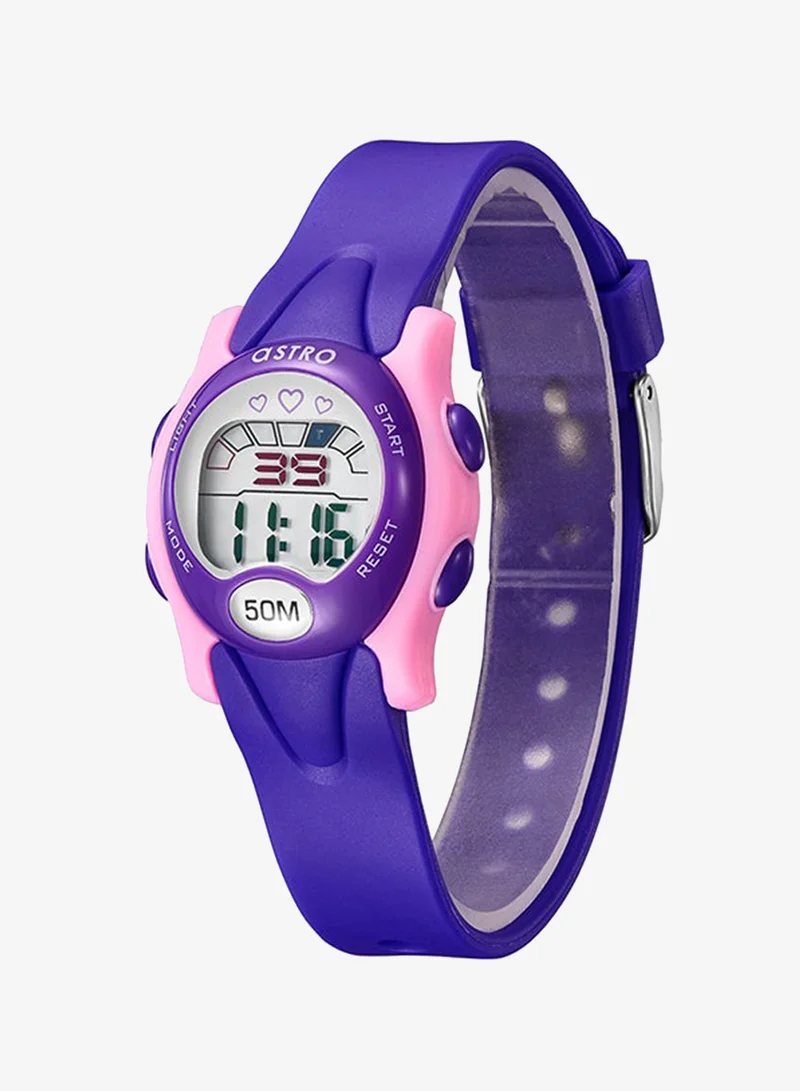 أسترو Astro Kids Watch, Digital Display and PU Strap - A23902-PPVS, Violet
