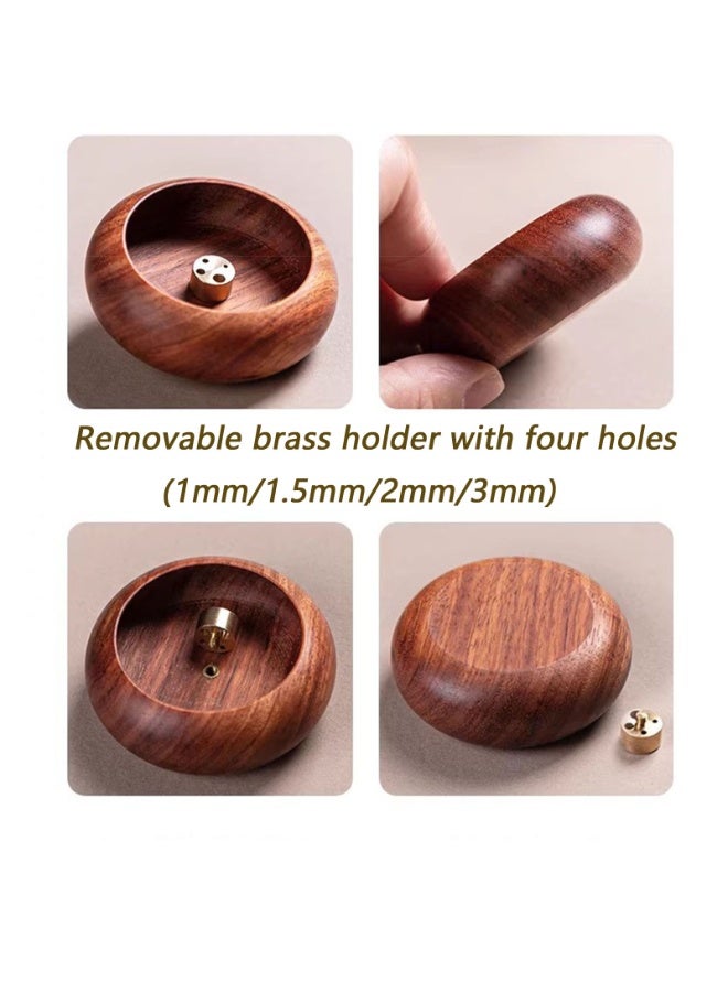 Wooden Incense Holder with Removable Brass Multi-Hole Insert, Portable Wooden Incense Burner for Sticks, Aromatherapy Incense Stick Burner for Spa, Yoga, Minimalist Home , Meditation Decor - Image 3