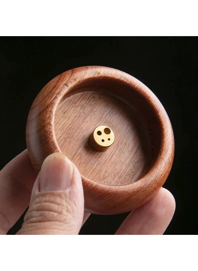 Wooden Incense Holder with Removable Brass Multi-Hole Insert, Portable Wooden Incense Burner for Sticks, Aromatherapy Incense Stick Burner for Spa, Yoga, Minimalist Home , Meditation Decor - Image 4