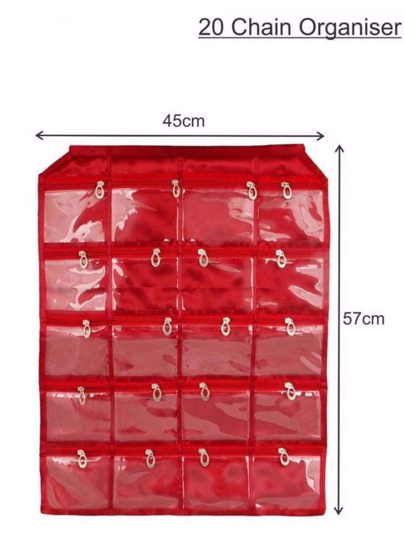 Padam Enterprises Satin Wall Hanging Multipurpose Daily Use Kit Dressing Kit Make Up Organizer 20 Pouches Maroon - Image 2