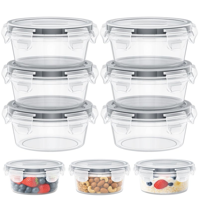 Hotbird 6 Pack Reusable Snack Containers with Lids 8 oz for Kids Toddler Adults,Overnight Oats Salad Food Storage Containers BPA Free Pp Food Grade - Image 1