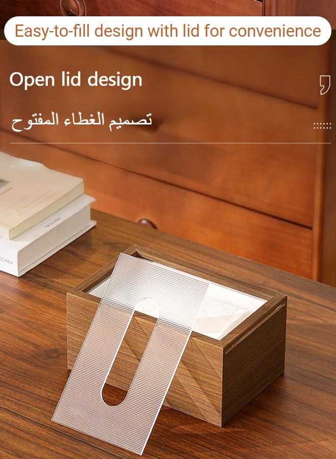 MLADEN Wood Tissue Box Elegant Classic Style Napkin Tissue Holder  with Sliding Lid Tabletop Decor for Living Room Dining Table 19.7*12.7*94 cm  - Image 3