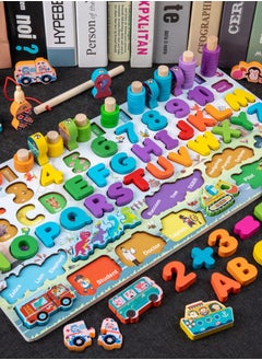 GROIC Wooden Puzzles for Toddlers, Children's Educational Toys, Wooden Alphabet Number Shape Puzzles for Kids Enlightenment Early Education Puzzles, Magnetic Shape Sorting and Counting Games  - Image 4