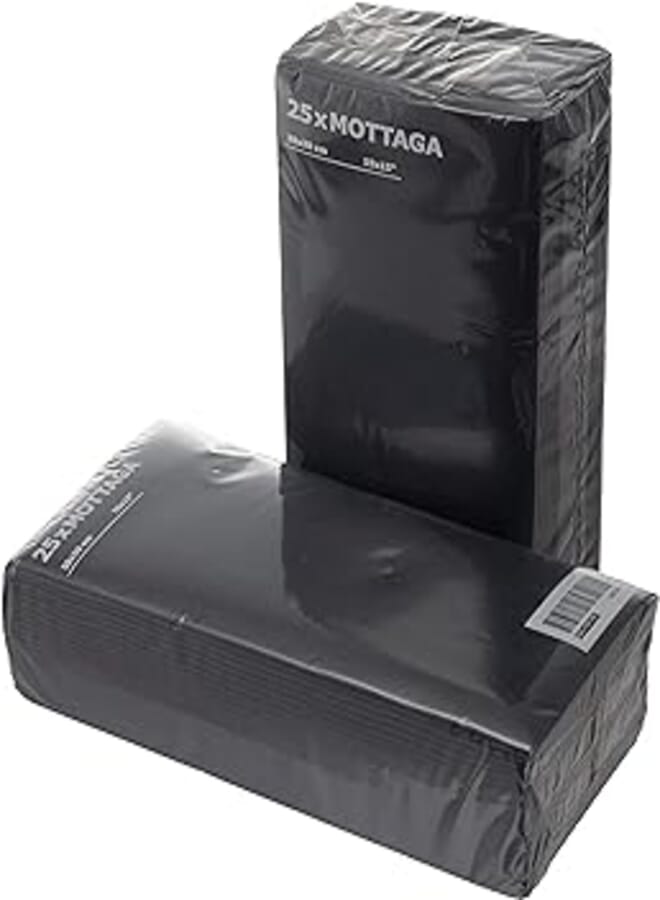 IKEA MOTTAGA Thick Black Paper Napkins 38x38cm - Set of 50