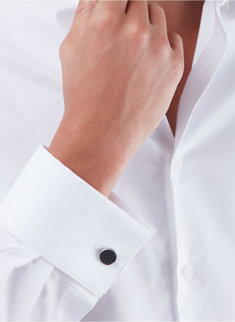 Guy Laroche - Guy Laroche Stainless Steel Cufflinks for Men, Silver and Black, 4TX401AV - Image 1