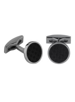 Guy Laroche Stainless Steel Cufflinks for Men, Silver and Black, 4TX401AV
