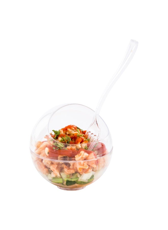 Restaurantware 3 Ounce Dessert Cups, 100 Sphere Shaped Tasting Cups - 2-Piece Design, Dome Lid With Opening Included, Clear Plastic Appetizer Containers, For Samples And Snacks, Reprocessable - Image 2