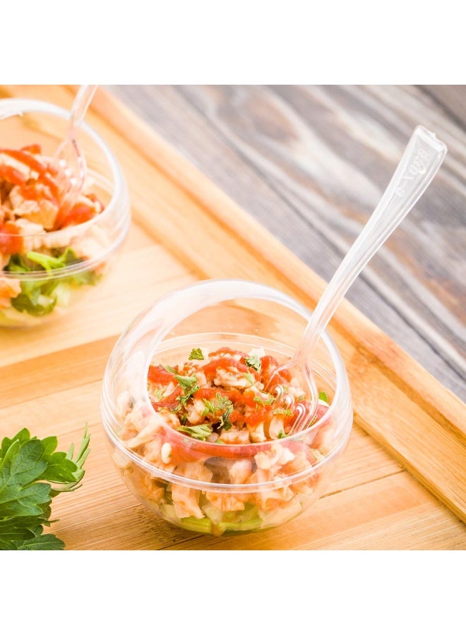 Restaurantware 3 Ounce Dessert Cups, 100 Sphere Shaped Tasting Cups - 2-Piece Design, Dome Lid With Opening Included, Clear Plastic Appetizer Containers, For Samples And Snacks, Reprocessable - Image 3