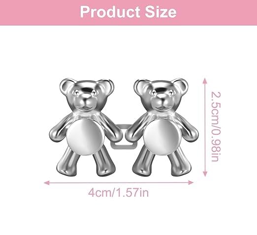 DRUCILA Set of 2 Adjustable Waist Buckle for Loose Jeans Pants, Detachable Instant Jeans Button Pins Waist Tightener Set, Make The Waist Fit for Skirt Pants Robe, No Sewing Required. (Silver Cartoon) - Image 2