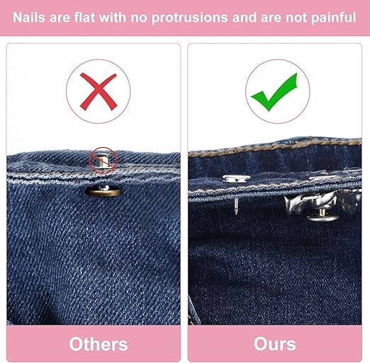 DRUCILA Set of 2 Adjustable Waist Buckle for Loose Jeans Pants, Detachable Instant Jeans Button Pins Waist Tightener Set, Make The Waist Fit for Skirt Pants Robe, No Sewing Required. (Silver Cartoon) - Image 4