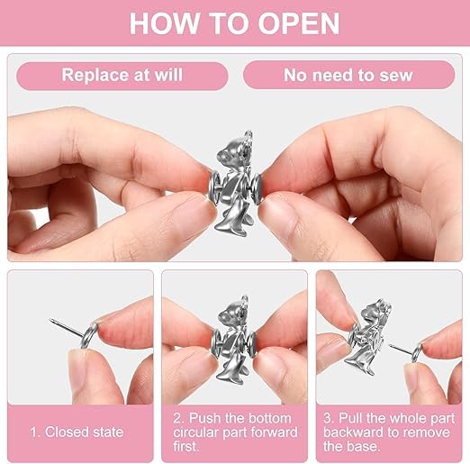 DRUCILA Set of 2 Adjustable Waist Buckle for Loose Jeans Pants, Detachable Instant Jeans Button Pins Waist Tightener Set, Make The Waist Fit for Skirt Pants Robe, No Sewing Required. (Silver Cartoon) - Image 5