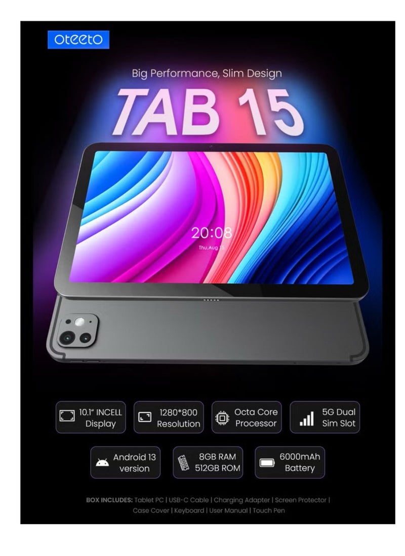 Oteeto - TAB 15 Tablet 10.1 Inch Dual SIM Blue 8GB RAM 512GB 5G - International Version - Image 1