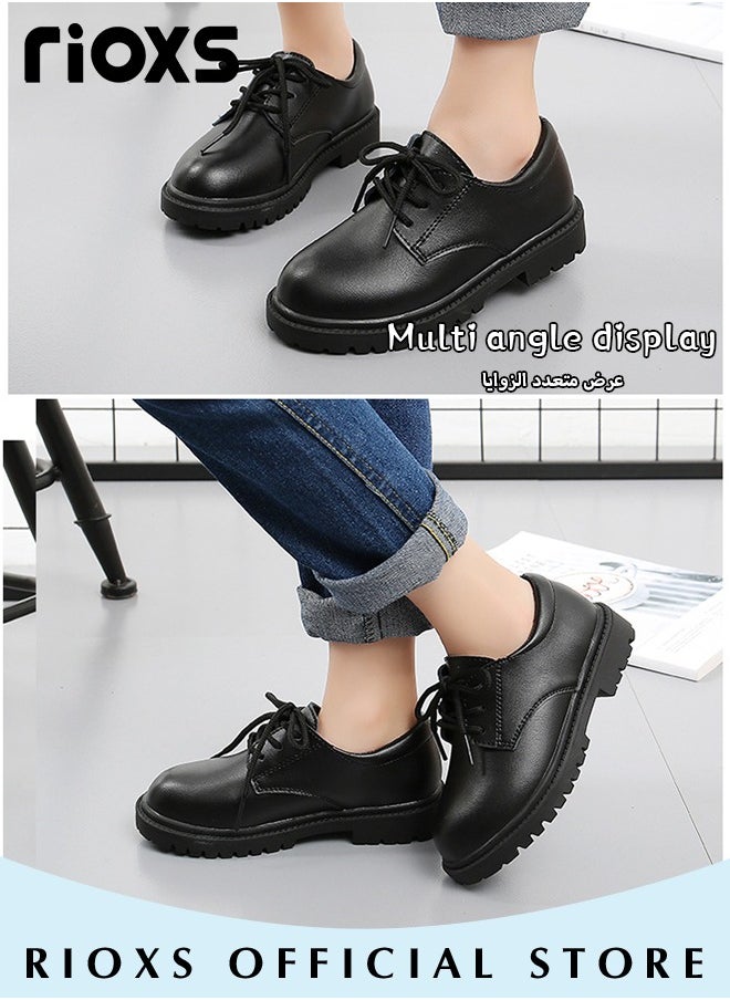 RIOXS Boys' Classic Lace-Up School Uniform Shoes, Comfortable Oxford Dress Shoes with Non-slip Durable Sole and Round-toe Design, Great for Formal and Casual Wear, Easy to Clean  - Image 3