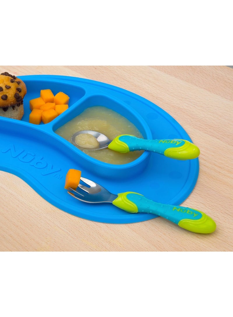 Nuby 2 Piece Stainless Steel Utensil, Blue/Green, 2 Count - Image 4