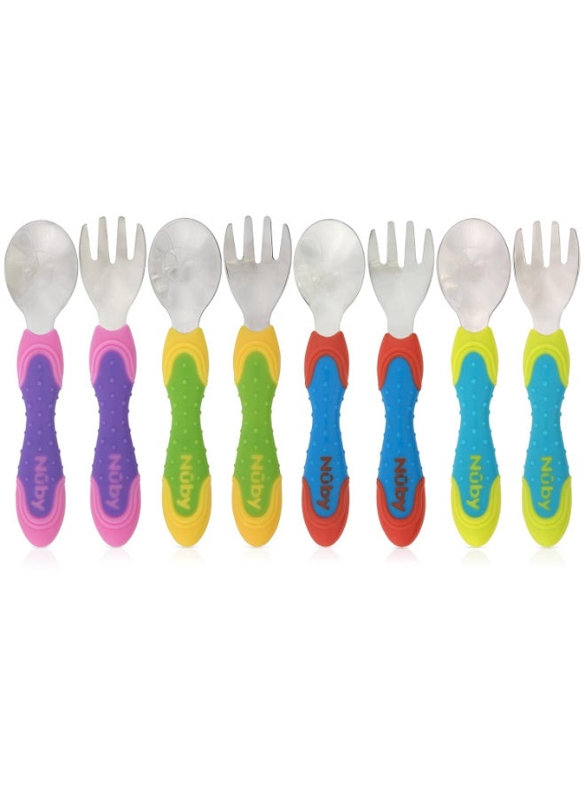Nuby 2 Piece Stainless Steel Utensil, Blue/Green, 2 Count - Image 3