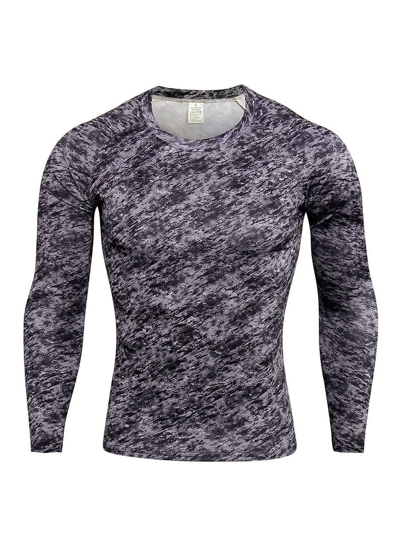 Loquat Men Quick Dry Breathable Sports Long Sleeve T-Shirt Grey  - Image 1