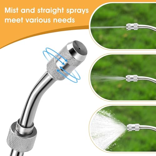 Ryscam 44inch Sprayer Wand, 3/8" & 1/4" Brass Barb Universal Sprayer Wand Replacement, Stainless Steel Sprayer Parts with Shut off Valve & 2 Hose Clamps, Spray Wands for Garden Hose, 1/2" Connector - Image 2