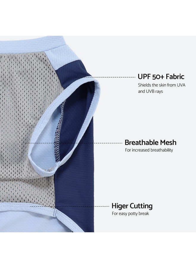 فيت وورم طقم مكون من قطعتين من قميص حماية الكلاب من أشعة الشمس فوق البنفسجية UPF 50+، ملابس صيفية سريعة الجفاف للكلاب الصغيرة من الأولاد والبنات، ملصق عاكس، سترة تبريد خفيفة الوزن وجيدة التهوية، ملابس قطط أليفة، برتقالي، أزرق، كبير - Image 4