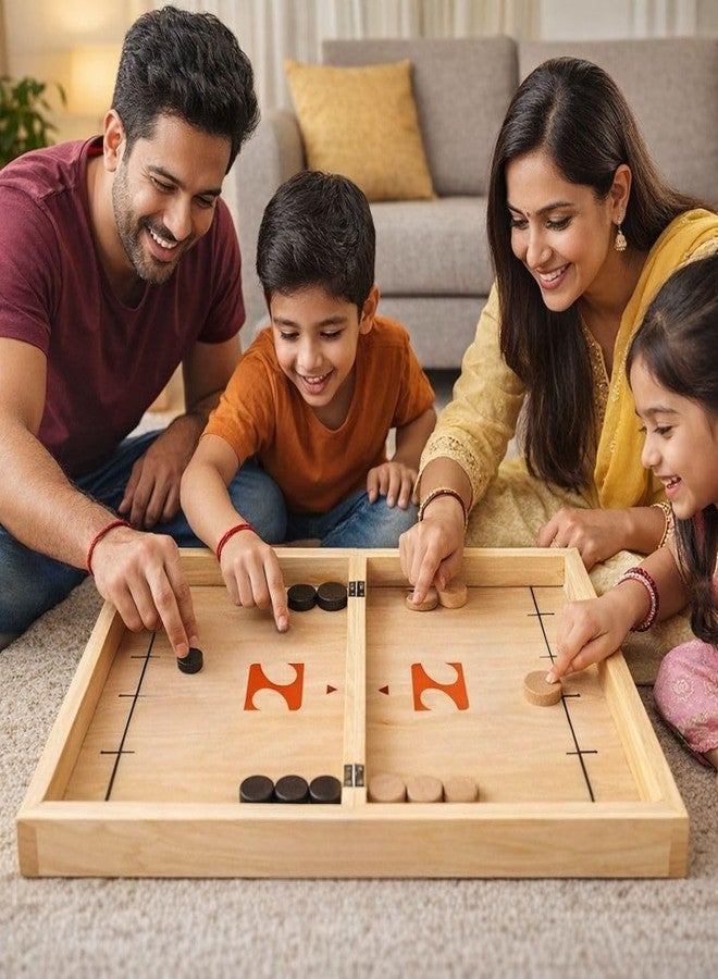 Beebox 2-in-1 Wooden Sling Puck & Chess Board Game | Fast Sling Hockey + Classic Chess | Indoor Family Game for Kids & Adults | Hand-Eye Coordination & Strategy Skill Toy - Image 4