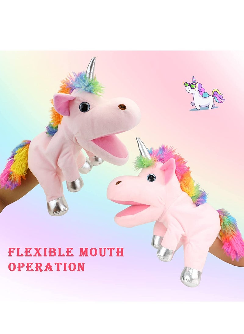 SYOSI Animal Hand Puppets Unicorn Toys Role Play Toy Puppets for Kids Storytelling Imaginative Pretend Play Teaching Preschool Gifts for  Adults Kids Girls Boys Plush Stuffed Unicorn - Image 3