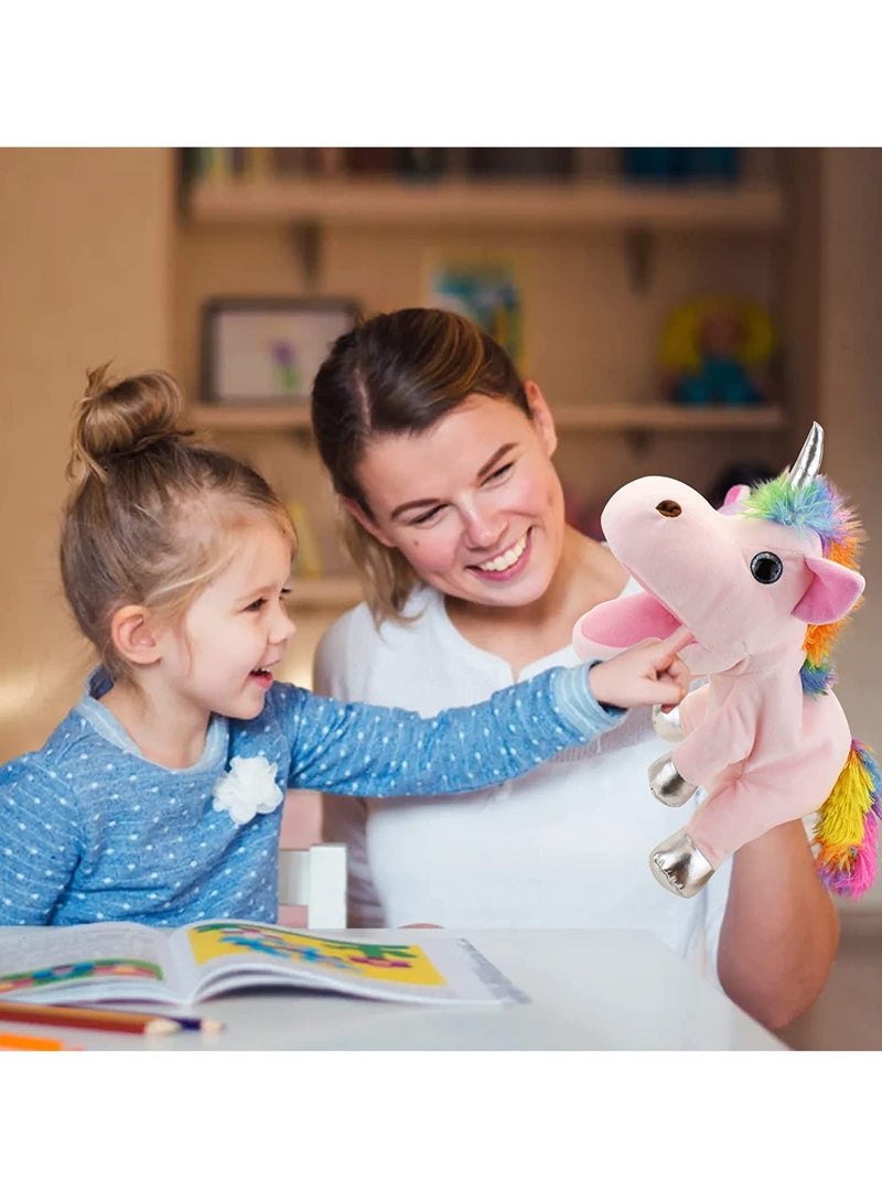 SYOSI Animal Hand Puppets Unicorn Toys Role Play Toy Puppets for Kids Storytelling Imaginative Pretend Play Teaching Preschool Gifts for  Adults Kids Girls Boys Plush Stuffed Unicorn - Image 5