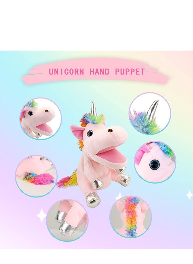 SYOSI Animal Hand Puppets Unicorn Toys Role Play Toy Puppets for Kids Storytelling Imaginative Pretend Play Teaching Preschool Gifts for  Adults Kids Girls Boys Plush Stuffed Unicorn - Image 2