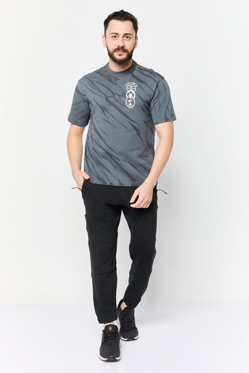 Reebok Men Sportswear Fit Short Sleeves Running T-Shirt, Charcoal  - Image 2