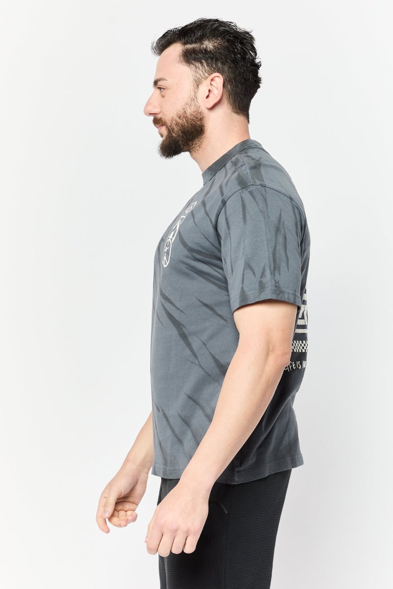 Reebok Men Sportswear Fit Short Sleeves Running T-Shirt, Charcoal  - Image 3