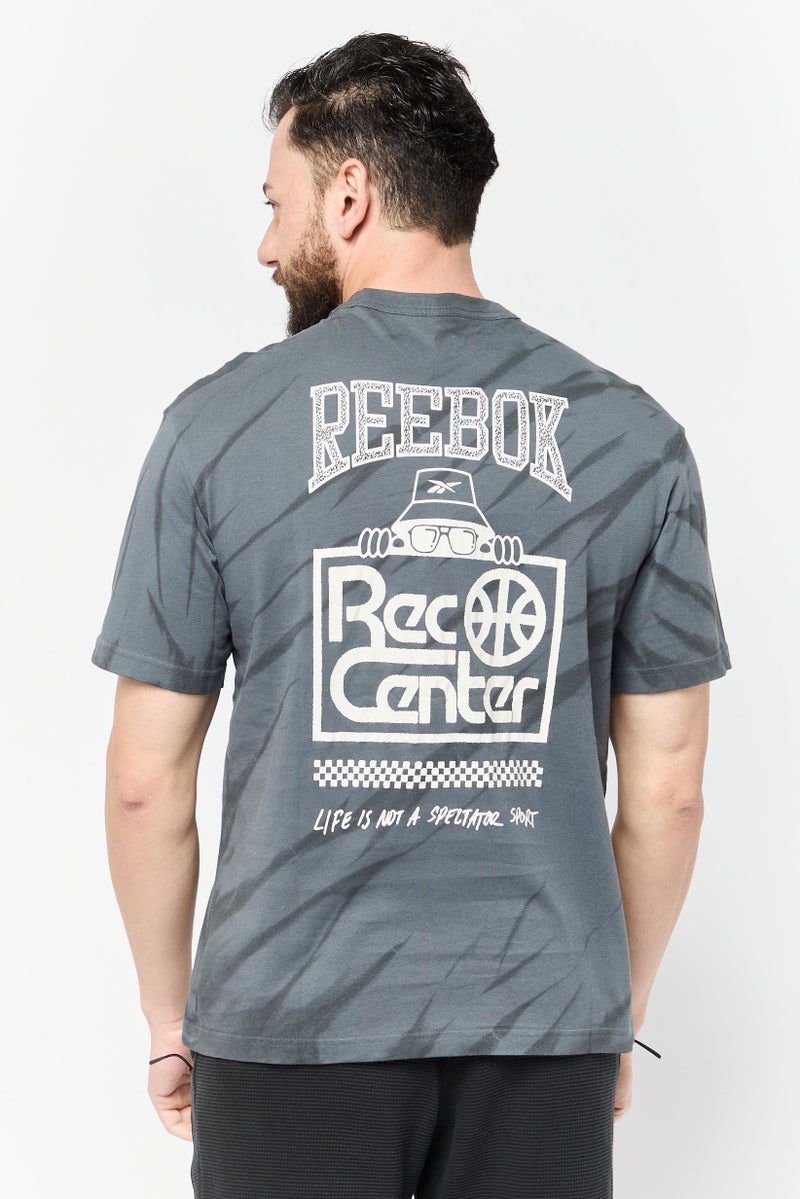 Reebok Men Sportswear Fit Short Sleeves Running T-Shirt, Charcoal  - Image 4