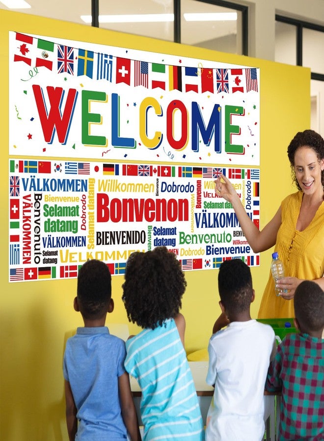 Panelee 27 Pcs International Flags Decorations World Flags Welcome Banners Country Flags Ceiling Hanging Swirls for International Sports Events Club School Classroom Birthday Party Celebration Decor - Image 5