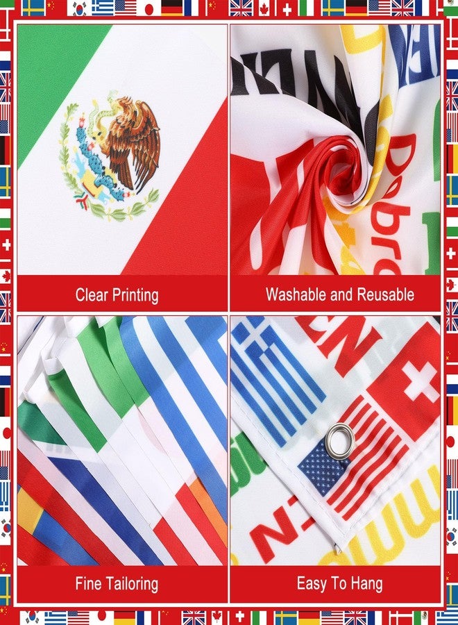 Panelee 27 Pcs International Flags Decorations World Flags Welcome Banners Country Flags Ceiling Hanging Swirls for International Sports Events Club School Classroom Birthday Party Celebration Decor - Image 4