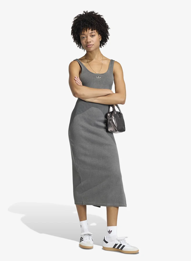 Adidas Originals charcoal grey Essential Ribbed Dress for Women | Best Price UAE