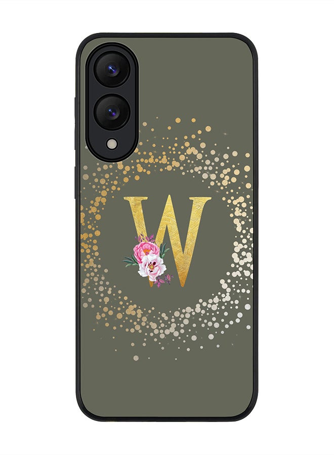 Stylizedd For Samsung Galaxy S25 Edge Case,Slim fit Camera Protection, Shockproof Thin Phone cover  - Custom Monogram Floral - W  (Olive Green )