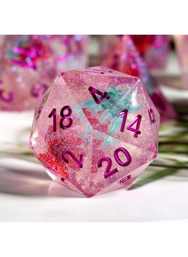 DNDND Dnd Dice, Dndnd Handmade Flowers Sharp Edge D&D Die Set With Gift Case For D&D Dungeons And Dragon Tabletop Games (Matt Purple)  - Image 3