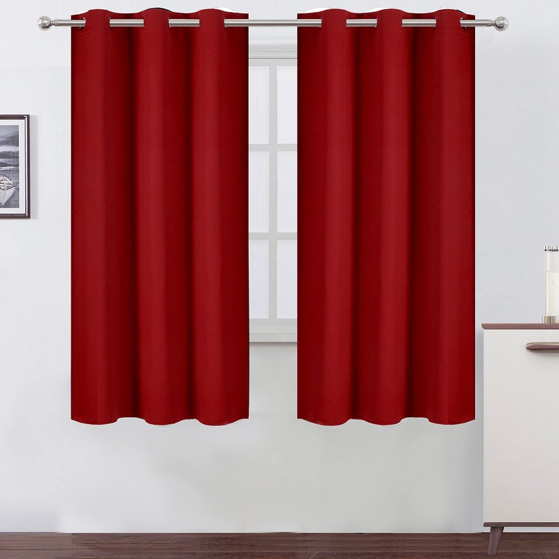 LEMOMO Red Bedroom Blackout Curtains/38 x 63 Inch Long/Set of 2 Curtain Panels/Thermal Insulated Room Darkening Curtains for Bedroom - Image 1