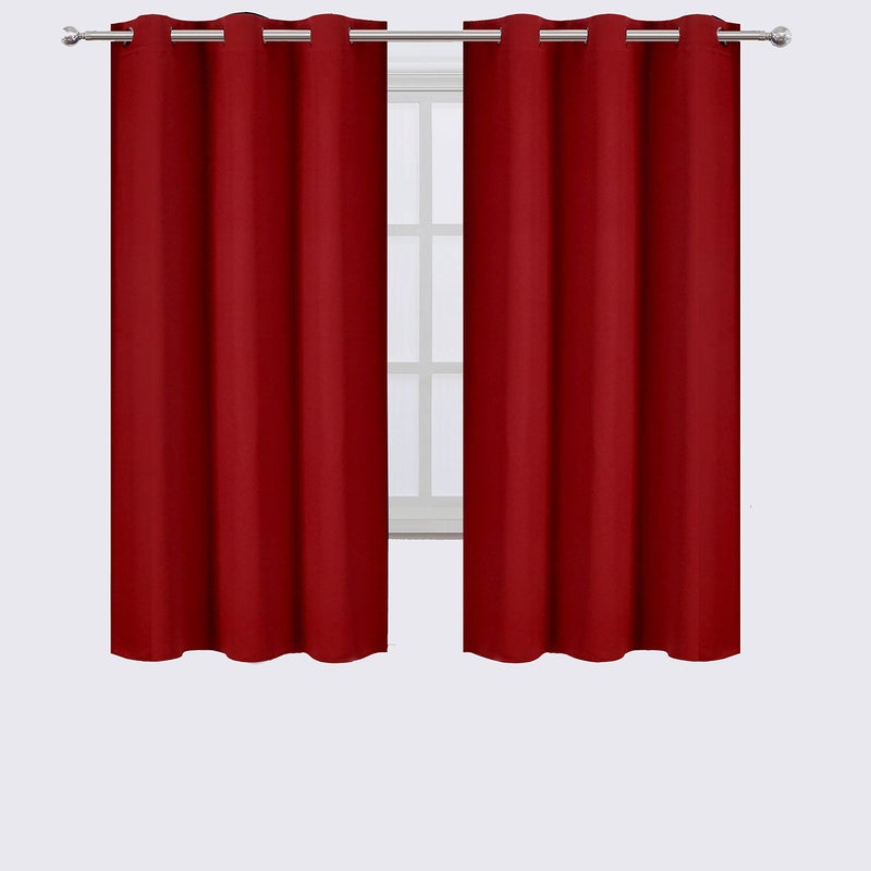 LEMOMO Red Bedroom Blackout Curtains/38 x 63 Inch Long/Set of 2 Curtain Panels/Thermal Insulated Room Darkening Curtains for Bedroom - Image 2