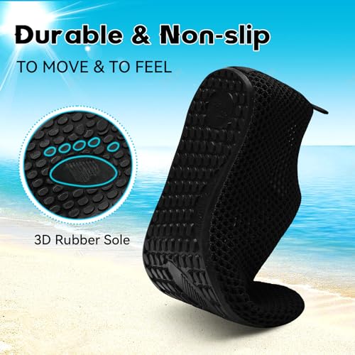Scurtain Adult Water Shoes Women Beach Swim Shower Essentials Pool Swimming Gardening Shoes for Women Black Yoga Socks Slip on Wide Water Shoes Size - Image 4